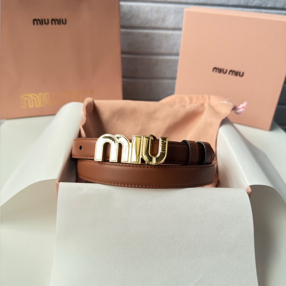 Miu Miu Men's Brown Leather Logo Belt